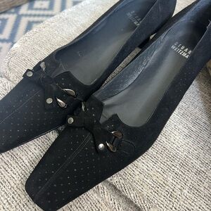 Stuart Weitzman Black Suede Loafers